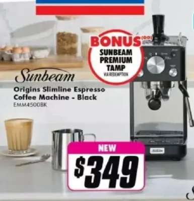 Sunbeam Origins Slimline Espresso Coffee Machine - Black