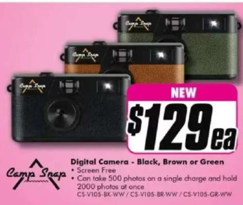 Digital Camera - Black, Brown or Green