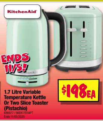 1.7 Litre Variable Temperature Kettle Or Two Slice Toaster (Pistachio)