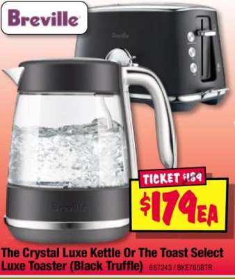 The Crystal Luxe Kettle Or The Toast Select Luxe Toaster (Black Truffle)