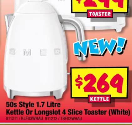 50s Style 1.7 Litre Kettle Or Longslot 4 Slice Toaster (White)
