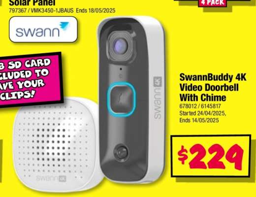 SwannBuddy 4K Video Doorbell With Chime