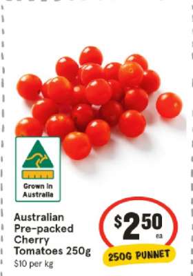 Australian Pre-packed Cherry Tomatoes 250g