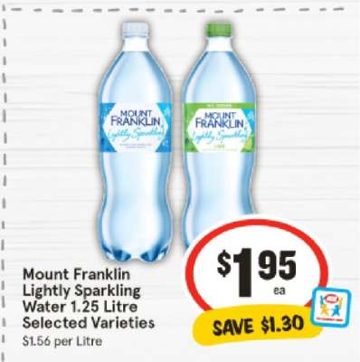 Mount Franklin Lightly Sparkling Water 1.25 Litre Selected Varieties