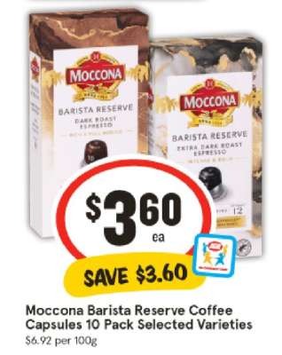 Moccona Barista Reserve Coffee Capsules 10 Pack Selected Varieties