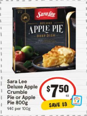 Sara Lee Deluxe Apple Crumble Pie or Apple Pie 800g