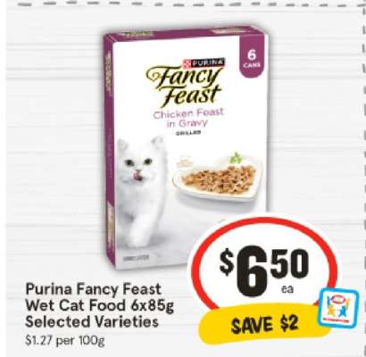 Purina Fancy Feast Wet Cat Food 6x85g Selected Varieties