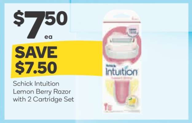 Schick Intuition Lemon Berry Razor with 2 Cartridge Set