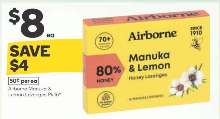 Airborne Manuka & Lemon Lozenges Pk 16*