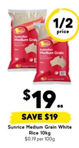 Sunrice Medium Grain White Rice 10kg
