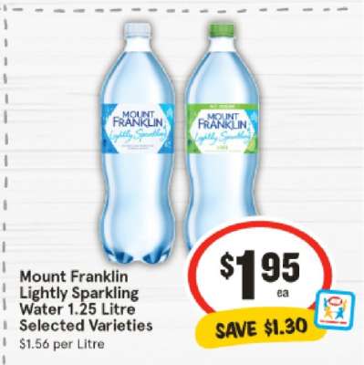 Mount Franklin Lightly Sparkling Water 1.25 Litre Selected Varieties