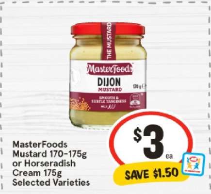 MasterFoods Mustard 170-175g or Horseradish Cream 175g Selected Varieties