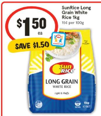 SunRice Long Grain White Rice 1kg