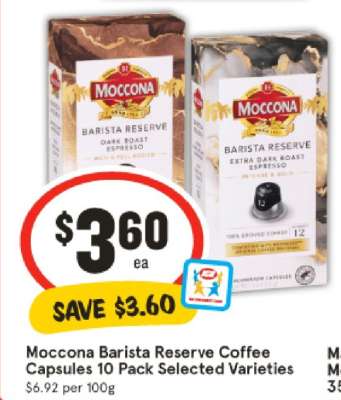 Moccona Barista Reserve Coffee Capsules 10 Pack Selected Varieties