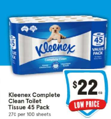 Kleenex Complete Clean Toilet Tissue 45 Pack