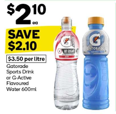 Gatorade Sports Drink or G-Active Flavoured Water 600ml