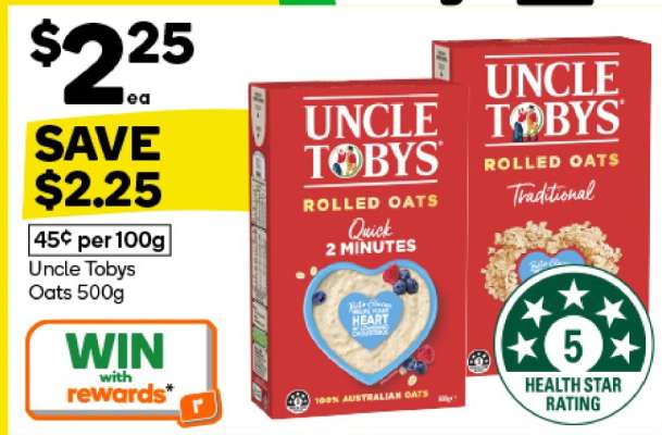 Uncle Tobys Oats 500g