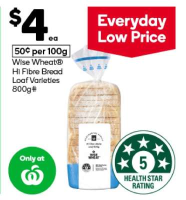 Wise Wheat® Hi Fibre Bread Loaf Varieties 800g#