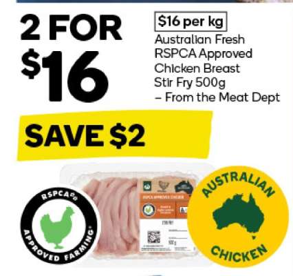 Australian Fresh RSPCA Approved Chicken Breast Stir Fry 500g