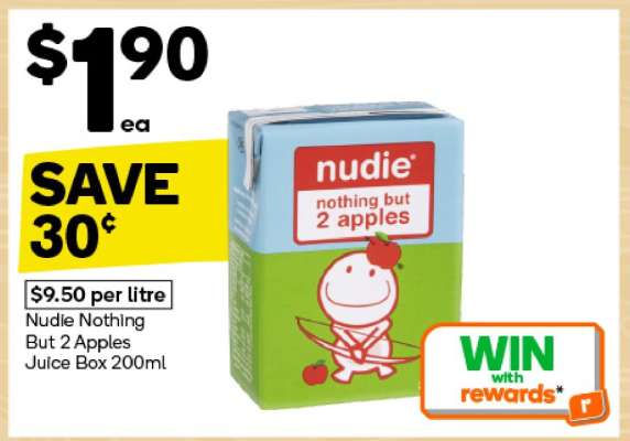 Nudie Nothing But 2 Apples Juice Box 200ml