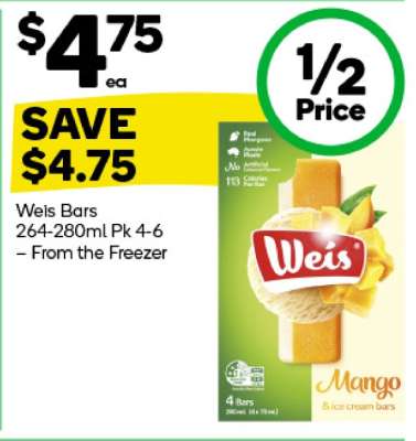 Weis Bars 264-280ml Pk 4-6