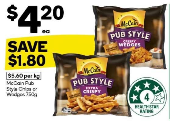 McCain Pub Style Chips or Wedges 750g