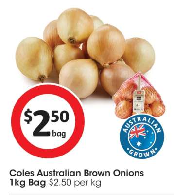 Coles Australian Brown Onions 1kg Bag