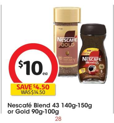 Nescafé Blend 43 140g-150g or Gold 90g-100g