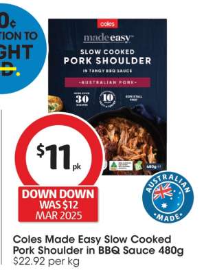 Coles Made Easy Slow Cooked Pork Shoulder in BBQ Sauce 480g