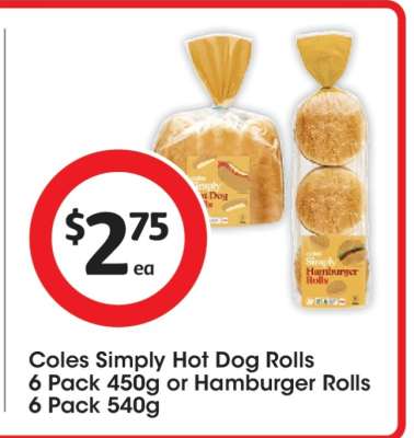 Coles Simply Hot Dog Rolls