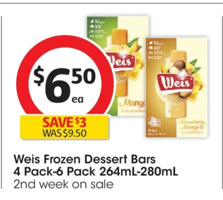 Weis Frozen Dessert Bars