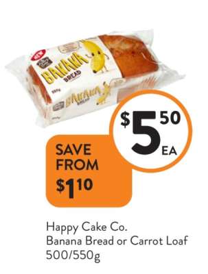 Happy Cake Co. Banana Bread or Carrot Loaf