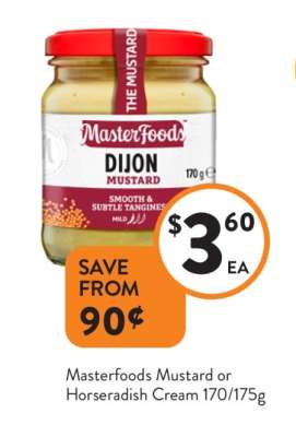 Masterfoods Mustard or Horseradish Cream 170/175g