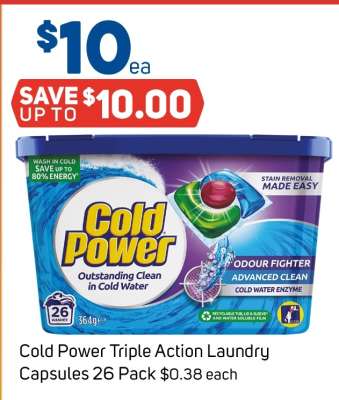 Cold Power Triple Action Laundry Capsules 26 Pack