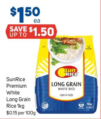 Sunrice Premium White Long Grain Rice 1kg