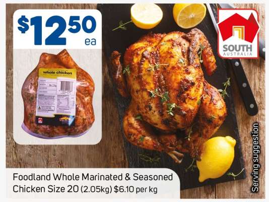 Foodland Whole Marinated & Seasoned Chicken Size 20