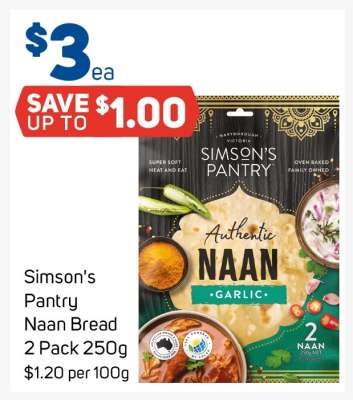 Simson's Pantry Naan Bread 2 Pack 250g