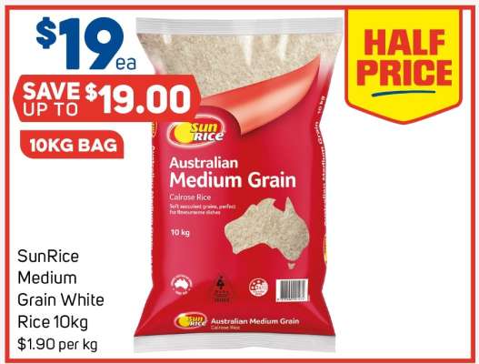Sunrice Medium Grain White Rice 10kg