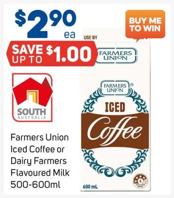 Farmers Union Iced Coffee or Dairy Farmers Flavoured Milk