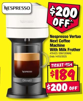 Nespresso Vertuo Next Coffee Machine With Milk Frother