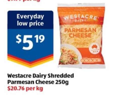 Westacre Dairy Shredded Parmesan Cheese 250g