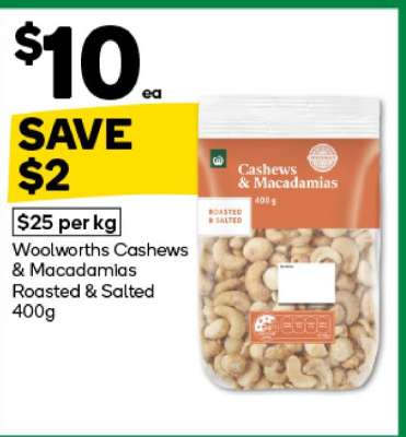 Woolworths Cashews & Macadamias Roasted & Salted 400g