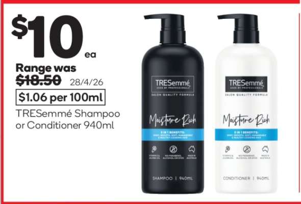 Tresemmé Shampoo or Conditioner 940mL