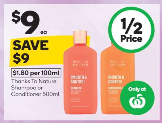 Thanks To Nature Shampoo or Conditioner 500ml