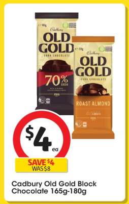 Cadbury Old Gold Block Chocolate 165g-180g