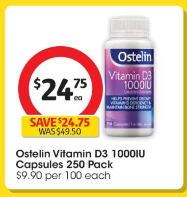Ostelin Vitamin D3 1000IU Capsules 250 Pack
