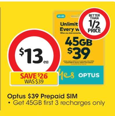 Optus $39 Prepaid SIM