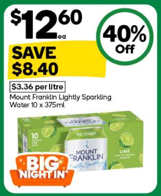 Mount Franklin Lightly Sparkling Water 10 x 375ml