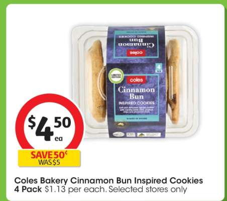 Coles Bakery Cinnamon Bun Inspired Cookies 4 Pack