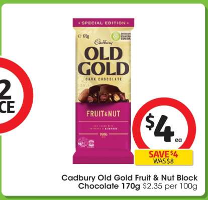 Cadbury Old Gold Fruit & Nut Block Chocolate 170g
